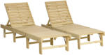 Outsunny Sezlong pentru gradina Outsunny, lemn natural, reglabil, 195x59x30cm | Aosom Romania (84B-842)