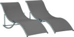 Outsunny Set 2 Sezlonguri Pliabile pentru Plajă sau Grădină, din Aluminiu și Textilen, Gri Închis, 61x165x63cm, Confortabile | Aosom Romania (84B-540CG)