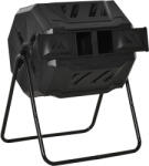 Outsunny Compostor Domestic de Grădină și Balcon din Plastic, Recipient Rotativ pentru Compost, 71x64x96 cm, Negru | Aosom Romania (845-490) Compostator