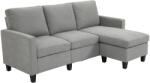 HOMCOM Canapea de colt modulara si moderna, canapea 3 locuri cu peninsula reversibila din material textil gri deschis, 197x139x 91 cm | Aosom Romania (833-944GY) Canapea