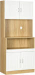 HOMCOM Dulap Înalt pentru Camară, Design Modern Alb și Lemn, 4 Uși și Raft Deschis, Ideal pentru Bucătărie și Sufragerie, 80x40x180 cm | Aosom Romania (835-982V00ND) Bufet