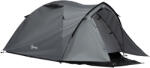 Outsunny Cort Camping Impermeabil 4 Locuri Impermeabil cu Vestibul, Ferestre si Usi cu fermoar, 325x183x130cm Gri | Aosom Romania (A20-174) Cort