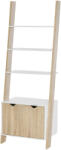 HOMCOM Biblioteca tip scara cu 3 Rafturi si Dulap, Raft Modern Stil Nordic din Lemn, 60x40x171cm, Stejar si Alb HOMCOM | Aosom Romania (838-123) Raft