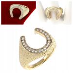 Xuping 1245 Aranyozott eljegyzési gyűrű csillogó cirkónia kövekkel, 14 karátos arannyal futtatva, 19, 0-es méret