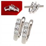 Xuping 1593a Ezüst fülbevaló aranyozott cirkóniákkal fehér Xuping lógós