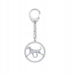 Mejk Jewellery Ezüst kulcstartó kutyával Pinczer Közepes 925 karabiner Gravírozás (Pinczer Średni - German Pinscher)