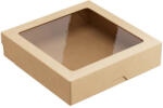 Intertan Ablakos kraft papír sütis doboz kraft belsővel 1500 ml - 20x20x4, 8 cm | 25 db/cs