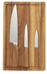 Smile Késkészlet, 3 db-os, akácia deszkával (SNS-8)