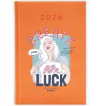  Könyvnaptár A5 2026 Narancssárga tervező Vintage Create Luck Minták (Kalendarz 26 Pomarańczowy Create Luck)