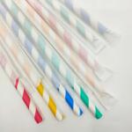 Biopack Papír szívószál 8mm/20cm BioPaper csíkos, színkeverék, tokban, 100db (33456)