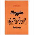 FunnyCase Könyvnaptár 2026 Zene Hölgy *név* Narancssárga Ajándék Minták (Kalendarz Pomarańczowy MUZYKA PANI *IMIĘ*)