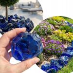  Üveg Tömbök Kő Sötétkék Üveg Gabionokhoz 1kg 5-10cm (5-10)