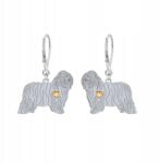 Mejk Jewellery Ezüst fülbevaló kutyával Lengyel Alföldi juhászkutya 925 Nő Ajándék Gravírozás (Polski Owczarek Nizinny PON)