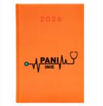  Könyvnaptár A5 2026 tervező Narancssárga Hölgy neve Doktor Varázsló (Planer 26 Pomarańczowy Imię Pani Doktor)