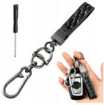  Bőr kulcstartó autós ház kézzel szőtt fém fekete (brelok)