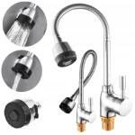 Focus Sanitar Konyhai Csaptelep Álló Króm Flex Hajlékony Kifolyócső 2 Üzemmód Zuhanysugár (Bateria kranowa STM-0730)