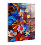 Wallfluent Üvegkép Hálószobába Kész a Felszerelésre Kubizmus művészet színes virágok (010010010230100075269)