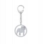 Mejk Jewellery Angol bulldog kulcstartó kutyával Ezüst925 Ajándék Gravírozás Ingyenes (BE R481)
