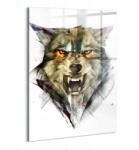 Wallfluent Üvegkép Előszobába Lakberendezési Dekoráció Rajzolt farkas portré 70x100 (010010010240100074672)