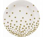GoDan Papírtányér Fehér Pöttyös Arany 18 CM 6 Db Godan