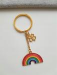 Alekorale-elbląg Arany Színű Kulcstartó Színes Szivárvány Négylevelű Lóhere Lgbt (199)