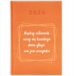 FunnyCase Naptár tervező 2026 Okos Ember Minden Nap Tanul Narancssárga Minták (MĄDRY CZŁOWIEK UCZY SIĘ CODZIENNIE)