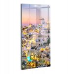 Wallfluent Üvegkép Ökológiai Konyhába Építészet Szantorini este Görögország (010010010250100277313)