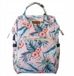 Ecarla Praktikus babakocsi hátizsák trópusi mintával, rózsaszín alapon (PL152R)