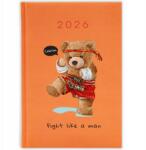  Könyvnaptár A5 2026 Narancssárga Vicces Ajándék Maci Boxer Minták (Kalendarz 26 Pomarańczowy Miś Bokser)