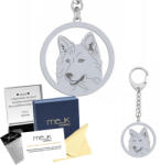Mejk Jewellery Ezüst kulcstartó White Swiss Shepherd Dog fajtájú kutyával 925 Gravírozás Ingyenes (BRELOK BIAŁY OWCZAREK SZWAJCARSKI)