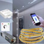 Media-Comp Digitális Cob Led Szalag Szett 5M hideg fehér 24V Folyó Fény effekt Vezérlő Tápegység (5m B.Zimna 24V)