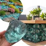  Üveg Tömbök Dekor Kő Turkiz Színű Kerti Díszüveg 8-12CM 2KG (88)