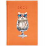 FunnyCase Könyvnaptár 2026 Cat In Glass Narancssárga Ajándék Minta Mix (Kalendarz Pomarańczowy CAT IN GLASS)