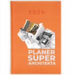 FunnyCase Könyvnaptár 2026 Tervező Szuper Építész Narancssárga Ajándék Minták (Kalendarz Pomarańcza PLANER SUPER ARCHITEKTA)