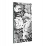 Wallfluent Fotó Üveg Kép Falra Edzőterembe Gyönyörű Fekete-Fehér Virág Mintával (010010010250100075253)