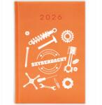 FunnyCase Könyvnaptár 2026 Autószerelő Műhely Narancssárga Ajándék Minták (Kalendarz Pomarańczowy WARSZTAT SAMOCHODOWY)