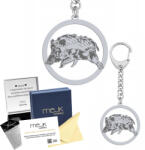 Mejk Jewellery Ezüst kulcstartó Nyugat-szibériai Lajkával 925 Ajándék Ékszer Gravírozás (Brelok z Łajka Zachodniosyberyjska)