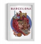 PosterTones Fali kép fehér keretben lakásba, falra, Barcelona város 20x30 (010330010010100281347)