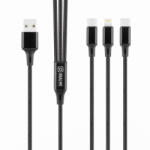 JOYROOM Универсален USB-A кабел с Lightning, microUSB и USB-C конектори (120 см) - OBALME AllConnect 3-in-1 USB-A Fast Charging Cable 12W (черен) (OM18CLMBL)