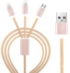 DEVIA Универсален кабел с 2xLightning и MicroUSB конектори - Devia Premium 3 in 1 Cable (розово злато)