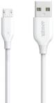 Anker Качествен кабел за зареждане на устройства с microUSB порт - Anker PowerLine microUSB Cable (бял) (90 см) (A8132H21)