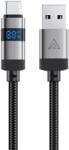 ACEFAST Здрав кабел с въжена оплетка с бързо зареждане за устройства с USB-C порт (120 см) - Acefast USB-A to USB-C Cable with LED Display 66W (черен) (C15-04)