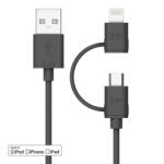 iLuv USB кабел 2в1 за Lightning и MicroUSB устройства - iLuv Combo 2-in-1 Lightning and MicroUSB Cable (черен) (ICB267BLK)