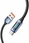 Tech-Protect Здрав кабел с въжена оплетка с бързо зареждане за устройства с USB-C порт (100 см) - Tech-Protect UltraBoost USB-A to USB-C Cable with LED Display 66W (син) (THP2587)