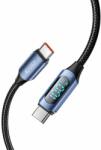Tech-Protect Здрав кабел с въжена оплетка с бързо зареждане за устройства с USB-C порт (100 см) - Tech-Protect UltraBoost USB-A to USB-C Cable with LED Display 100W (син) (THP2584)