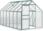 Outsunny Sera din aluminiu pentru plante cu ventilatie, sera pentru legume, fructe, ierburi 190 x 375cm, Verde | Aosom Romania (845-540V02GN)
