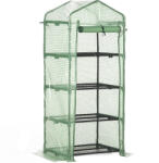 Outsunny Seră Verticală cu 4 Rafturi, Sera de Grădină cu Ușă cu Fermoar, Oțel și PE Verde, 70x50x160 cm | Aosom Romania (845-228V02)