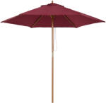 Outsunny Umbrelă de Soare din Lemn, Protecție UV, Φ2.5m, Culoare Bordo | Aosom Romania (01-0583)