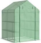 Outsunny Seră de Grădină cu Rafturi, Protecție din PE și Ușă Rulantă, 143x138x190 cm, Verde | Aosom Romania (845-510)
