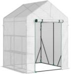 Outsunny Mini sera gradina pentru plante, legume, fructe, protectie de frig cu usa tip rulou, 143x143x195cm, alb | Aosom Romania (845-621V01)